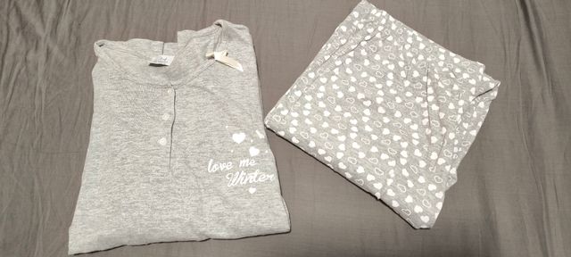 Pijama Blanca Hernández Gris Corazones