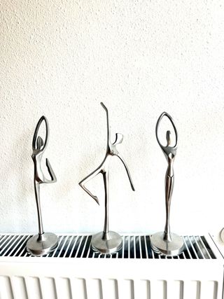3 Figuras Bailarina Metal Plateado