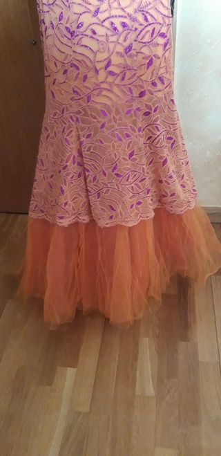 Vestido de fiesta naranja y morado talla 38