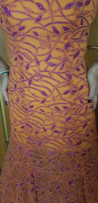 Vestido de fiesta naranja y morado talla 38