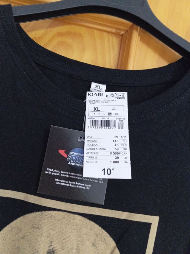 Camiseta NASA Negra Talla XL