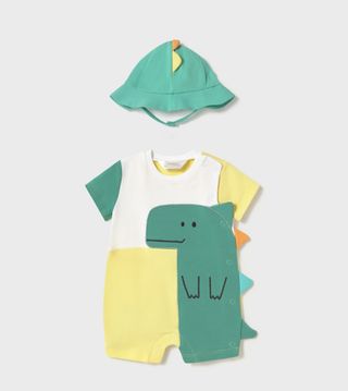 Pelele y gorro de dinosaurio para bebé