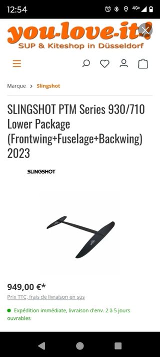 Foil completo Slingshot PTM 930/710 incluye mástil