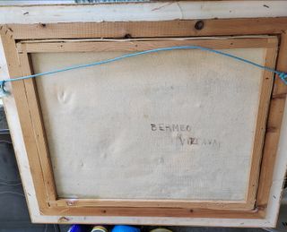 Cuadro al óleo.  Paisaje marítimo Puerto de Bermeo