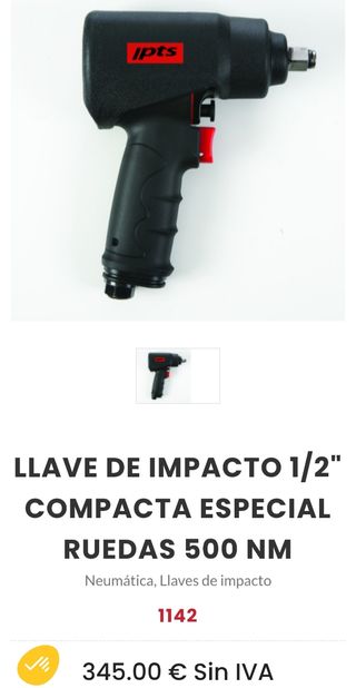 Pistola de impacto neumática 1/2 500 Nm