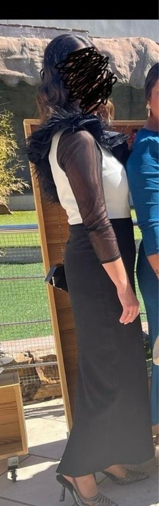 Vestido de fiesta blanco y negro