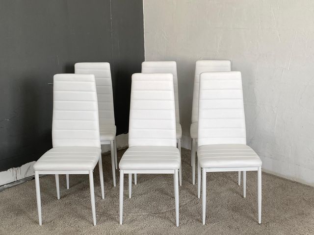 Pack 6 Sillas Blancas Piel Sintética