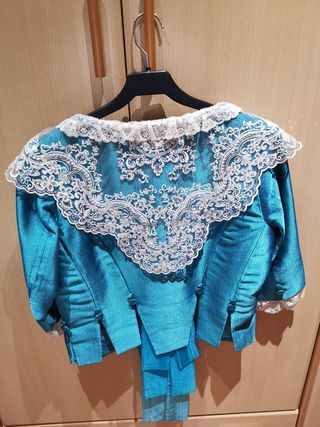 Corpiño fallero turquesa con encaje blanco