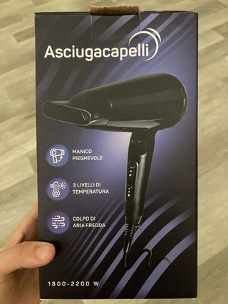 Asciugacapelli nero pieghevole 1800-2200W