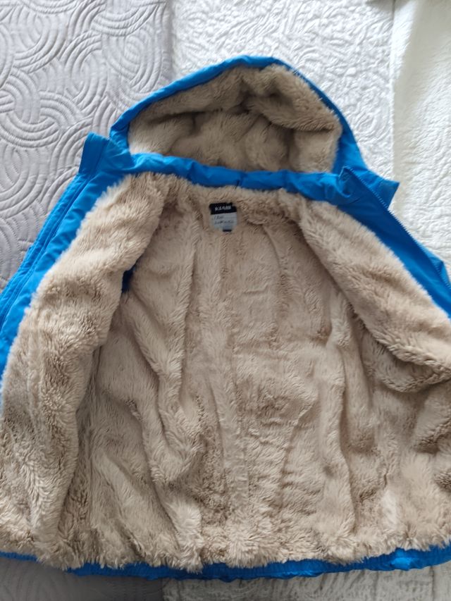 Chaquetón niño azul,  borrego interior beige