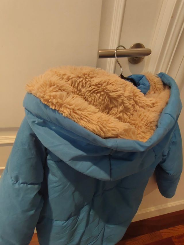 Chaquetón niño azul,  borrego interior beige