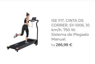 Cinta de Correr ISE SY-1006. 10 km/h. 750W