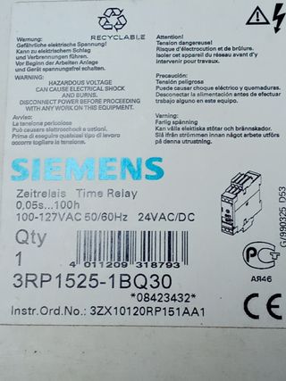 Siemens Sirius 3R 3RP1525-1BQ30 Relé Temporizador