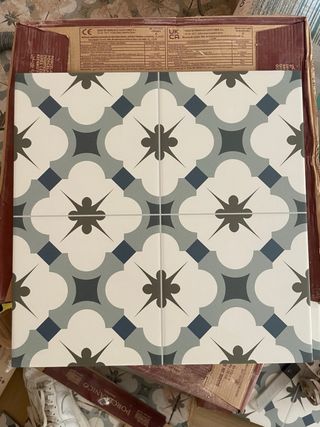 Azulejo Porcelánico Grace Hidráulico Azul NUEVO