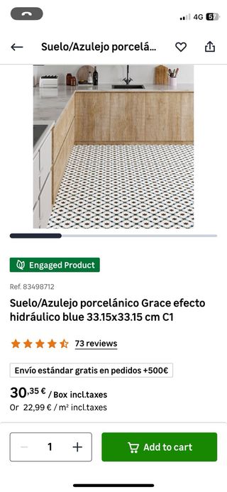 Azulejo Porcelánico Grace Hidráulico Azul NUEVO