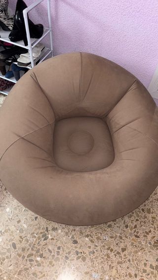 Puff Hinchable Beige/Marrón