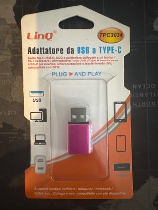 Adaptador LinQ USB a Tipo-C Rosa
