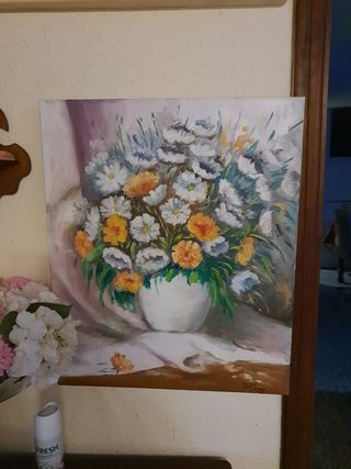 Cuadro de flores pintado a mano