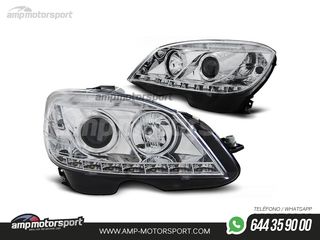 FAROS DELANTEROS LUZ DIURNA LED REAL DRL PARA MERCEDES CLASE C W204
