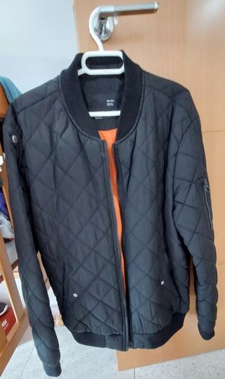 Chaqueta Bomber Bershka Hombre Negra