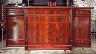 Mueble TV con vitrina madera