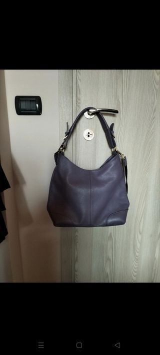 Borsa vera pelle viola con tracolla