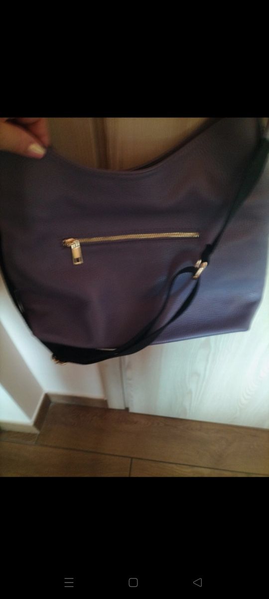 Borsa vera pelle viola con tracolla