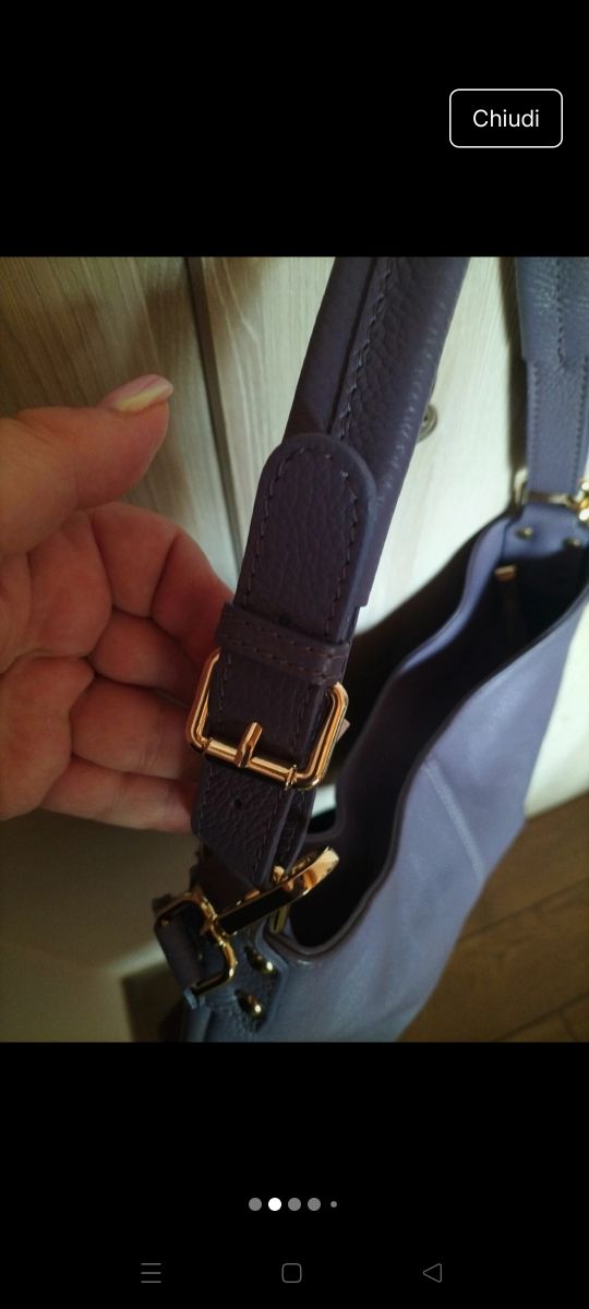 Borsa vera pelle viola con tracolla