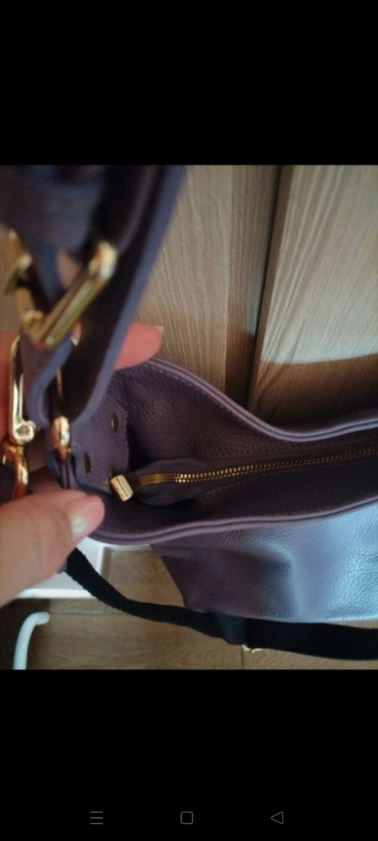 Borsa vera pelle viola con tracolla