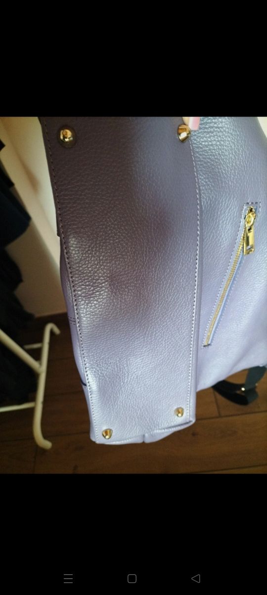 Borsa vera pelle viola con tracolla