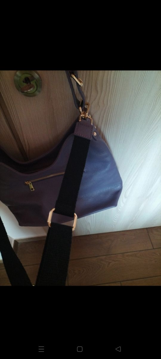 Borsa vera pelle viola con tracolla