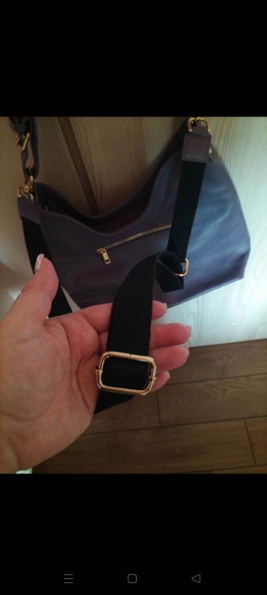 Borsa vera pelle viola con tracolla