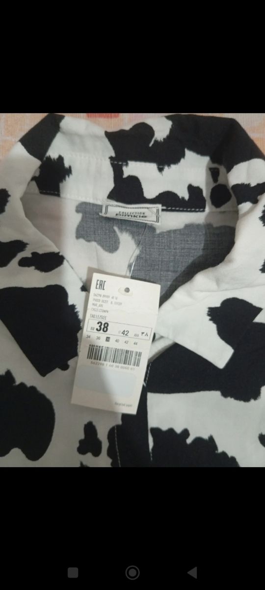 Camicia donna fantasia mucca con laccio