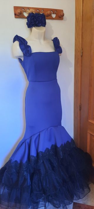 Traje Flamenca Goyesco Azul Talla 42/44
