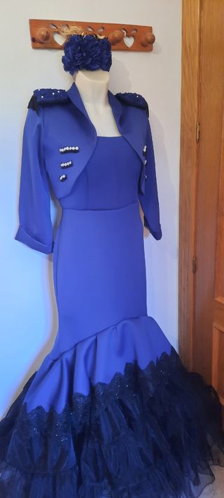 Traje Flamenca Goyesco Azul Talla 42/44