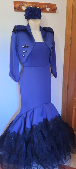Traje Flamenca Goyesco Azul Talla 42/44