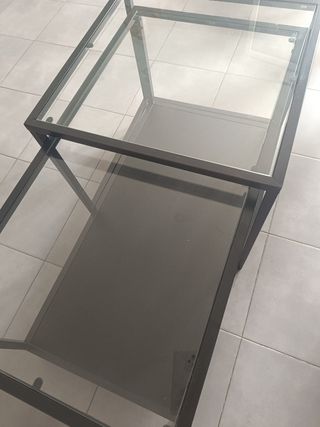 Mesa nido Ikea metal negro y cristal