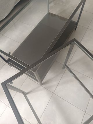 Mesa nido Ikea metal negro y cristal