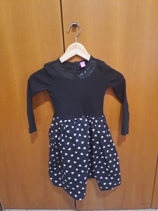 Vestito bambina nero con cuori