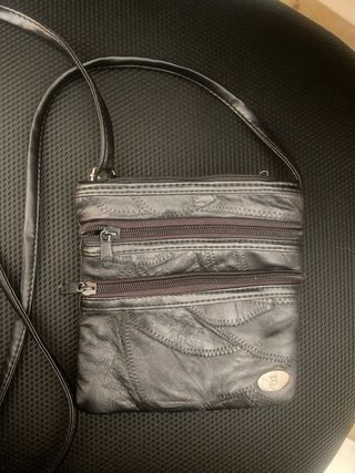Bolso de piel auténtica negro