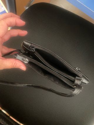 Bolso de piel auténtica negro