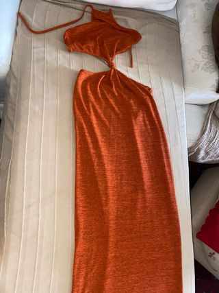 Vestido naranja largo fiesta