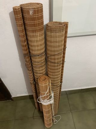 Lote 3 estores de bambú