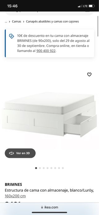 Cama BRIMNES 160x200 cm Blanca