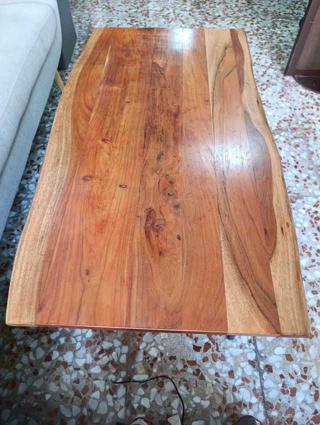 Mesa de centro madera maciza y metal