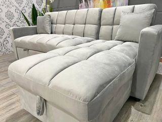 Sofá Cama Matrimonial Gris Chaise Longue