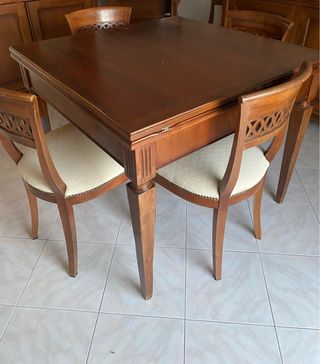 Tavolo legno allungabile + 6 sedie imbottite