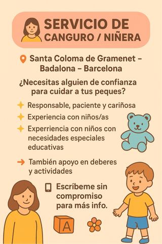 Servicio de Canguro / Niñera / Profesora de repaso