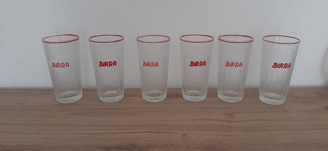 Bicchieri da birra con bordo rosso - Set 6