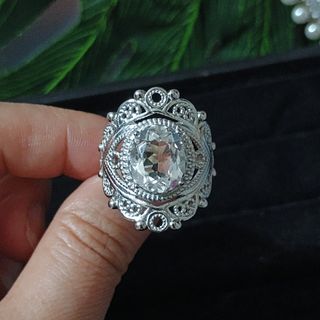 Anillo vintage de cuarzo blanco